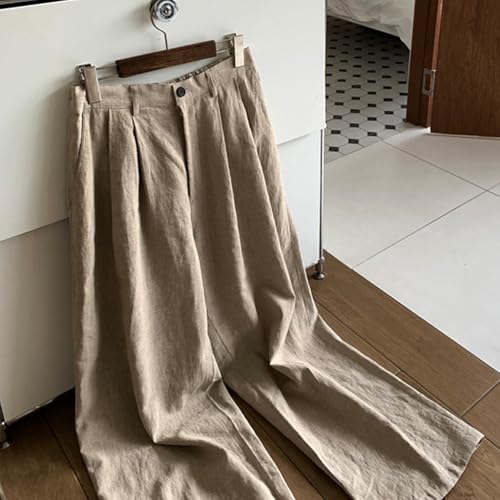 Men's Spring Summer Cotton Linen Lightweight Pants Loose Fit Straight-Legs Beach Trousers Yoga Vacation Pants3