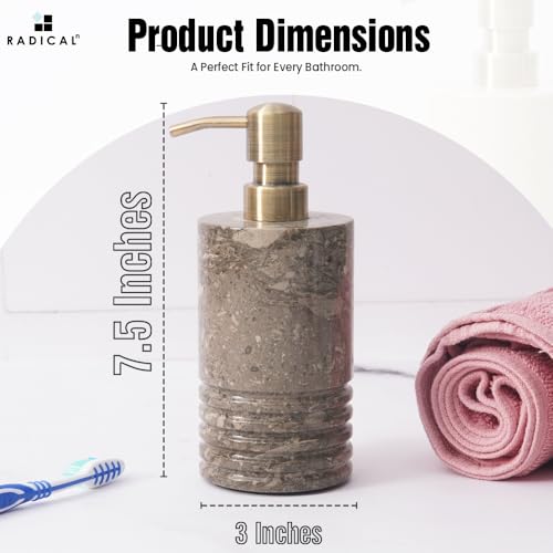 Image of Radicaln Oceanic Marble Liquid Soap Dispenser, 7.5'' Inches, 8.5 Oz Capacity, Refillable & Reusable, Modern Design for Kitchen & Bathroom