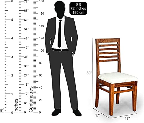 Image of SHRI MINTU'S ART Solid Sheesham Wood Dining Table 4 Seater | Four Seater Dinning Table with 4 Chairs for Home | Chairs with Cushion | Dining Room Sets for Kitchen & Restaurants | Rosewood, Honey