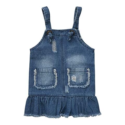 Girls Clothes, SHOBDW Toddler Newborn Kids Baby Girls Solid Color Denim Skirt Suspender Skirts Overalls Clothes Sleeveless Denim Dress Summer Casual Cover