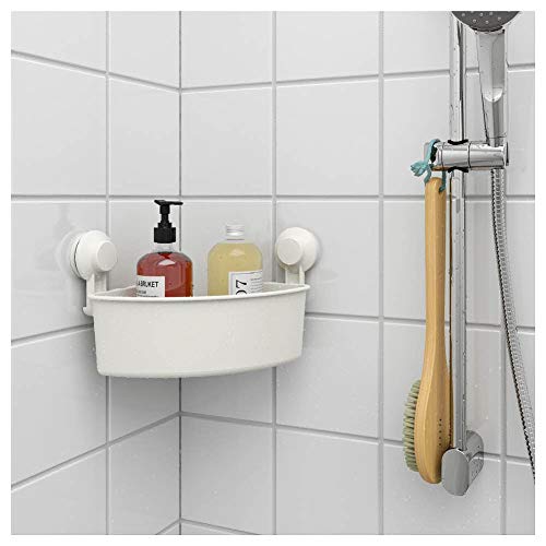 IKEA ASIA TISKEN Estantería esquinera con ventosa blanca