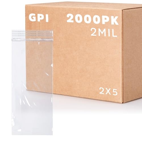 2" x 5" Small Zip Bags, 2000 Pack, 2 Mil, Reclosable Jewelry Bags, GPI POLY