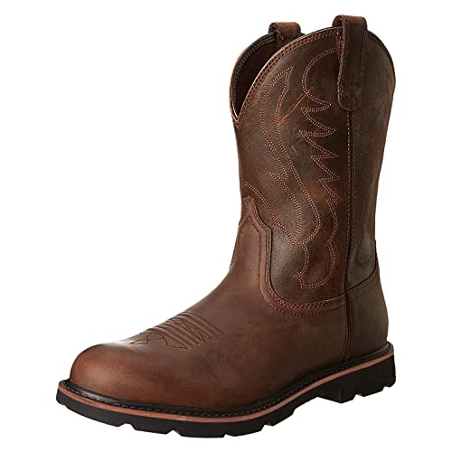 Cowboy Boots for Men Western Boot Durable Classic Embroidered Square Toe Traditional Boots,Brown,11 UK