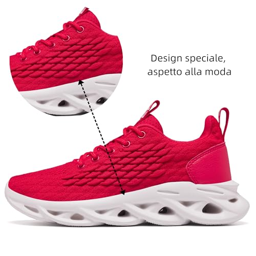 TIANZEBEN Damen Schuhe Laufschuhe Turnschuhe Sportschuhe Running Tennis Sneaker Walkingschuhe Fitnessstudio Freizeit Fashion Leichtgewichts Atmungsaktiv Rot 39