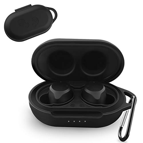 Portable Silicone Case for Beats Powerbeats Pro 2019，Anti-Lost & Shockproof Easy Carrying Protective Case with Keychain (Black)