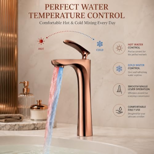 Image of ZAP Lavish Rose Gold Basin Mixer Tap | Hot & Cold Wash Basin Faucet | Stainless Steel Bathroom Sink Mixer | Deck Mounted Rust Resistant Vanity Faucet