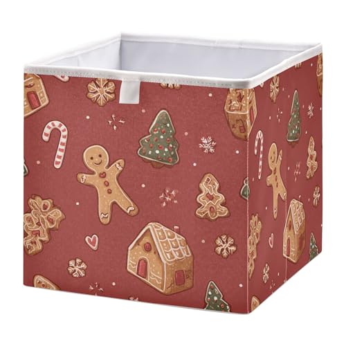 Ewusp Scatola portaoggetti a forma di omino di pan di zenzero, 28 x 28 cm, pieghevole, per armadio, cestino per giocattoli per cani, cestino per bambini, per cameretta dei bambini, camera da letto