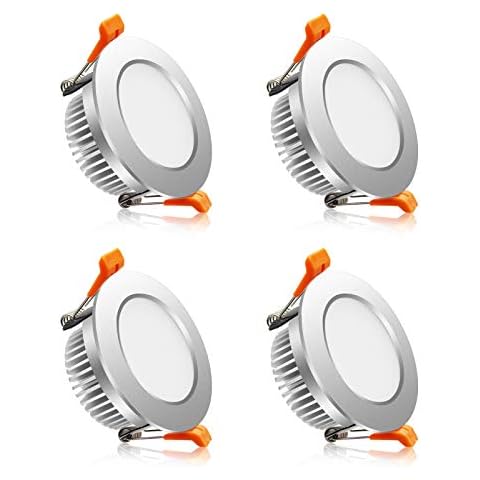YGS-Tech 2 Inch LED Recessed Lighting, Dimmable Downlight 3W(35W Halogen Equivalent), 3000K Warm White LED Ceiling Light, CRI80, Silver Trim with LED Driver(4 Pack) Cover
