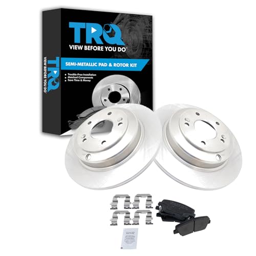 Image of TRQ Rear Brake Pad and Rotor Set Semi Metallic Rotors