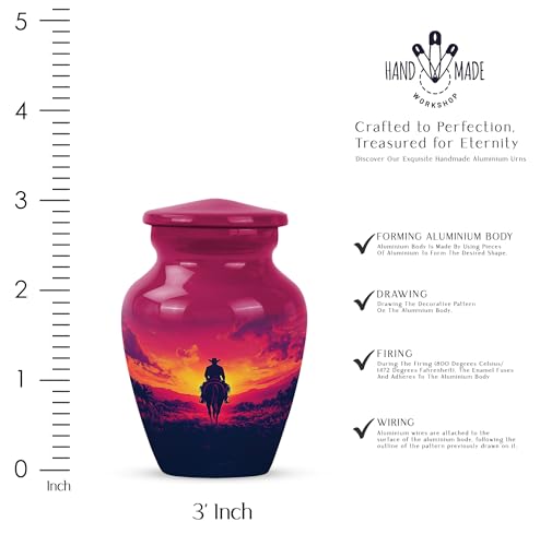 Image of Cowboy Urn - Small Urn for Human Ashes Keepsake - Urn for Ashes Adult Male - Urn for Ashes for Women - Cremation Urns for Human Ashes - Mini Urns for Human Ashes - Size 3 Inch, Pack of 4