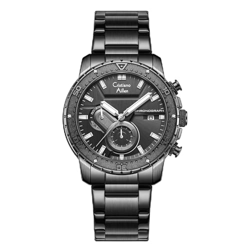 Image of Men's Analog Chronograph Watch for Men with Date Display, Luminous Hands, Water Resistant, Black Dial, Stainless Steel Strap, Casual & Formal Wrist Watch