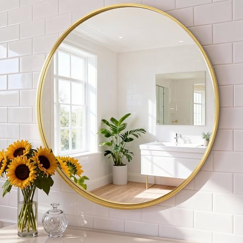 Image of NEWBULIG Bathroom Mirror, Wall Mirror with Aluminum Alloy Thin Frame, Bathroom Mirrors for Over Sink, Bedroom, Living Room, Entryway