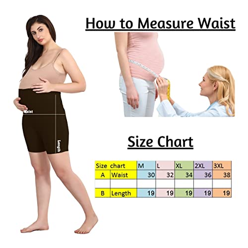 Image of Women's Cotton Maternity Shorts Over The Belly for Pregnant Women for Pre & Post Pregnancy