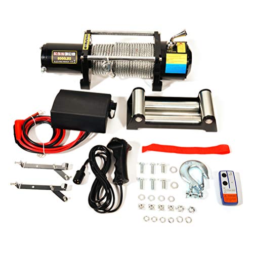 TUPARTS 12V Steel rope 8000LBS Electric Winch for 4WD 4x4 Off-Road Vehicles with Wireless Remote Control Boat Trailer Truck for Jeep SUV Recovery