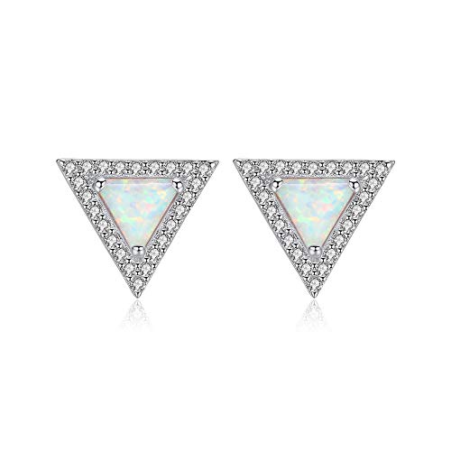 Boucles d'oreilles opale de feu triangle argent 925 cadeau femme