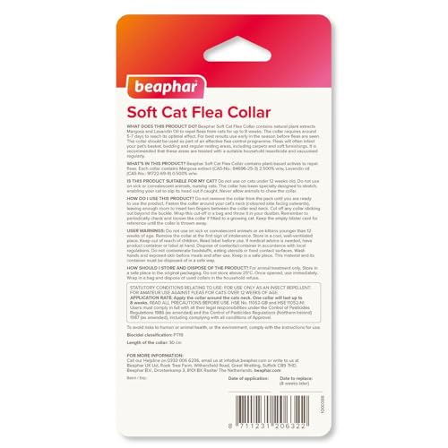 Beaphar, Soft Flea Collar for Cats, Repels Fleas For up to 8 Weeks, Adjustable Fit With Safety Mechanism - Image 2