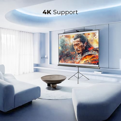 Image of Zebronics Tripod Projector Screen, 213 cm (84 Inch), 4K Support, Adjustable Height, 4:3 Aspect Ratio, 160 Wide Viewing Angle, Matte Finish Screen, Black Backing (PST84B)