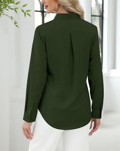 Image of J.VER Button Down Shirts for Women Stretch Collared Cotton Long Sleeve Dress Shirt Business Casual Blouse for Work