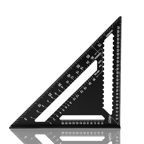 BEYOURCHOI 三角定規 木工用 三角定規 直角定規 丸鋸ガイド 木工 丸鋸定規 0-90度 アルミ合金 両面目盛り 多角度 ツール 分度器 クリアスケール 読みやすい 建築製図 大工道具 丸ノコアクセサリ 測量用品 (12インチ30cm)