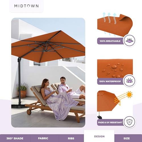 Image of Midtown Umbrellas Grande Square - 9 x 9 Ft Cantilever Umbrella