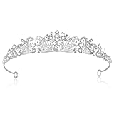 AOOSA Corona para Mujer, Corona Reina, Coronas Nupciales, Tiara Princesa de Cristal para Fiestas, Cumpleaños, Decoración Bodas, Celebraciones, Carnavales y Accesorios Fotos de Disfraces(Plata-blanco)