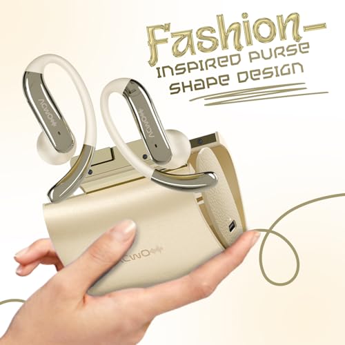 Image of ACwO DwOTS 575 Wireless Open-Ear Headphones, Fashion Purse-Inspired Case, 60H Playtime, IPX5 Water & Sweat Resistant, ENC Calling, Bluetooth Earbuds with 10mm Drivers (Pearl White)