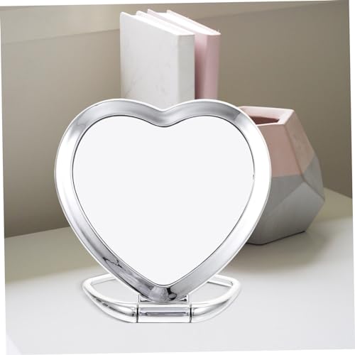 Espejo de maquillaje plegable en forma de corazón miniatura 5