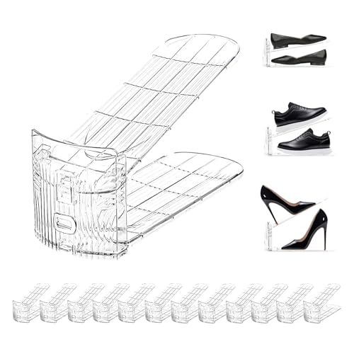 Copidrum 12Pack Clear Shoe Slot Organizer Shoe Stacker Organizer for Closet Shoe Rack Holder Space Saver Storage Organizador de Zapatos