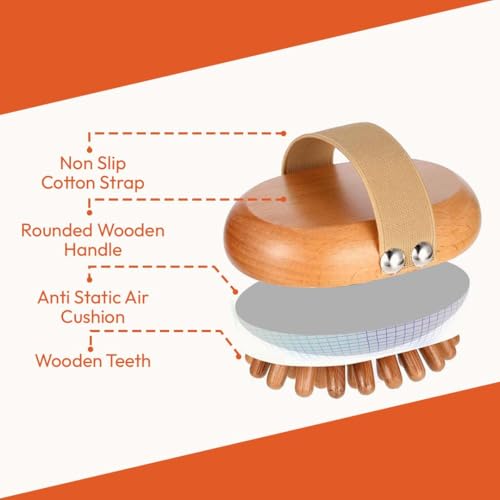 Image of Natural Wooden Full Body Massager & Relaxation Tool | De Stress, Soothes Muscle Stiffness & Improves Blood Circulation Powering Hair Growth | Acupressure for Head, Neck & Back