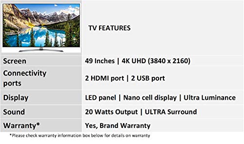 Image of LG 123 cm (49 Inches) 4K UHD LED Smart TV 49UJ752T (Black) (2017 model)