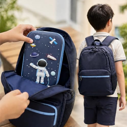Image of Goyal's Space Astronaut 3D EVA Hard Shell Pencil Pouch for Girls, Double Layer Geometry Box & Pencil Case, Large Capacity Waterproof Stationery Organizer with Zipper for Kids School Students