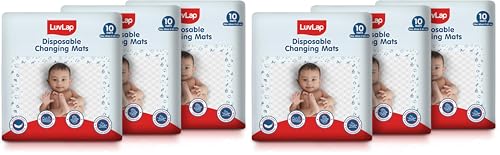 Image of LuvLap Disposable Baby Underpad Cum Changing Mats, 30 Count 60x60 CM Waterproof Pads for Baby, Breathable Underpads act as 100% Water Proof Bed Protector, Non Slip Backsheet, Hypoallergenic