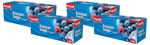 Paclan Gefrierbeutel, 1Liter, 40 Stück, 18 X 28 cm (Packung mit 4)