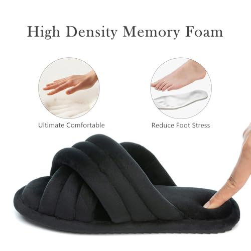 Image of GOEWY Cross Band Slippers for Women with Cozy Memory Foam Machine Washable