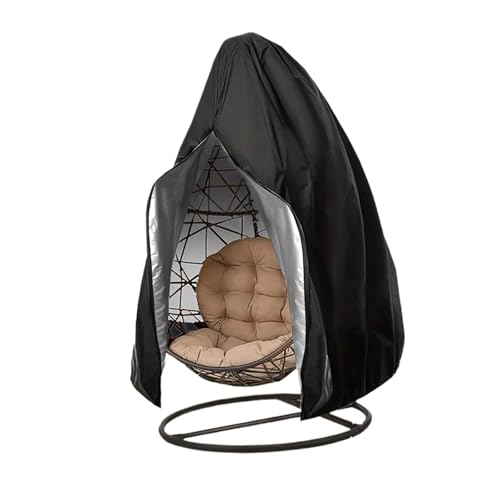 AEJHSIN Funda Balancin Jardin Exterior Funda For Silla De Patio Negra con Cremallera, Impermeable Y Resistente Al Viento