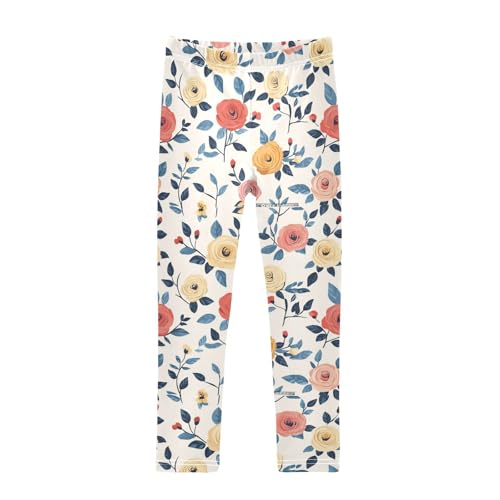 ZZKKO Girls Leggings Colorful Roses Flowers Toddler Girls Clothes Leggings for Girls Toddler Girls Leggings 3-4T