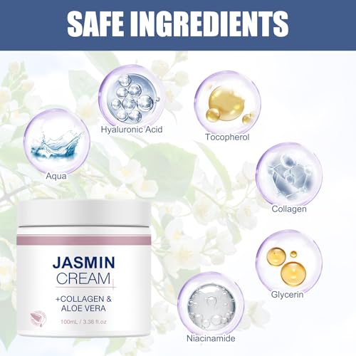 1 Stück Jasmin Salbe Augen Aktiv-Jasminsalbe, 100ml Jasmin Salbe Jasminsalbe Eye Cream mit Collagen Augenringe Schlupflider, Augenringe Entfernen, Jasmin Salbe Eye Cream mit Collagen