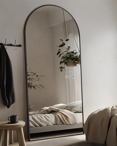 Suidia Arched Full Length Mirror, 68"x26" Floor Mirror Freestanding, Floor Standing Full Body Mirror with Stand for Bedroom, Hanging Mounted for Living Room Cloakroom, Black