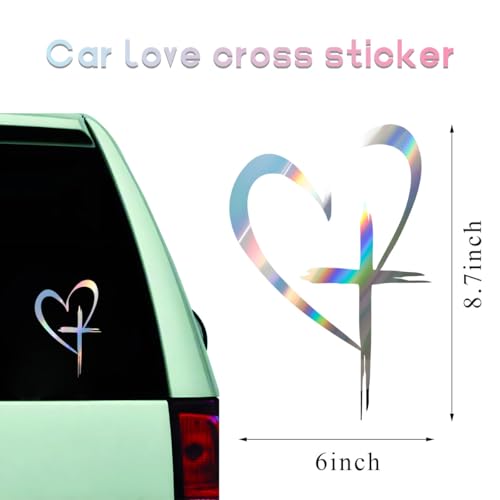 Image of DXNQ Love Cross Sticker Decal, Faith Hope Love Heart Cross Stickers Car Bumper Decals, 8.7''x6'' Vinyl Decoration Stickers for Car Window Wall Laptop Notebook, Car Accessories (Colorful)