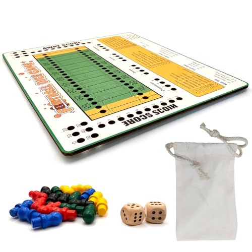 Kivan Base Football Dice Challenge Premium Wooden Board Game with Scoring Tray for Competitive Family Play and Gifting