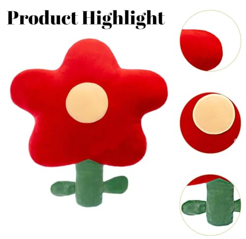 Image of Tickles Flower Soft Stuffed Plush Pillow Cushion for Kids Boys & Girls Birthday Gift Sofa Room Decor (Size: 30 cm Color: Red & Green)