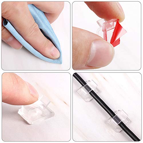 Miniatura 4 de Blulu 100 clips adhesivos para cables a granel para organizador de cables, ganchos de luz al aire libre para cadena de luces de pared de Navidad,