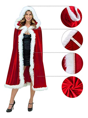 Ca Mode Women Christmas Mrs Santa Claus Cloak Xmas Costume Cappa Cloak Cape,Red,39" #TOP1