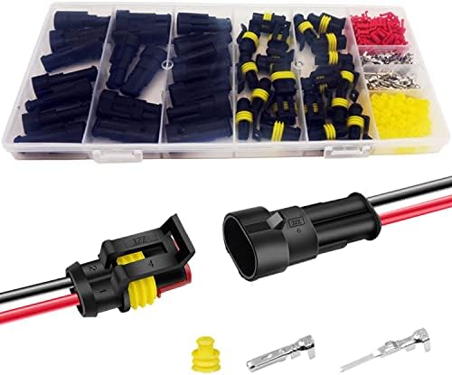 20 Kit 2 Pin Connector Automotive Electrical Waterproof 2 Wire Connectors