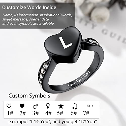 Image of Memorial Keepsake Urn Rings for Ashes Hair for Women Men, Claddagh Heart Ring, Rose Ring, Cremation Jewelry, Black /18K Gold Plated Stainless Steel, Size 6-11, Come with Box