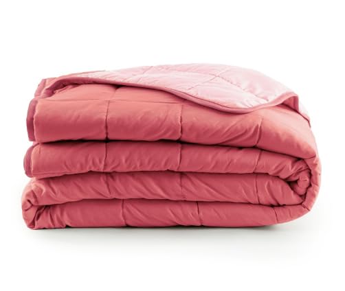 Bassetti Colcha reversible de entretiempo de microfibra, colcha acolchada de color liso, relleno de 90 gramos (rojo, matrimonial 255 x 260 cm)