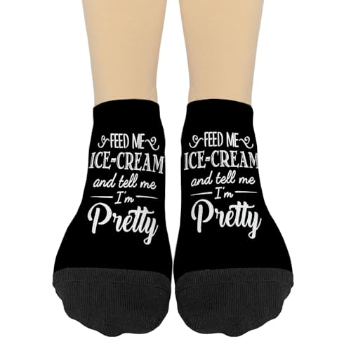 Feed Me Ice Cream And Tell Me I'm Prettys Athletic Socks Athletic Socks Youth No Show Sock Fashionable Sock