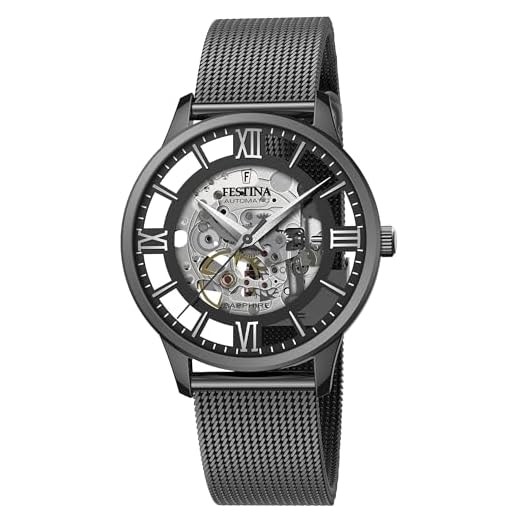 Festina Reloj Hombre F20535/1 Automatico Caja de Acero Inoxidable 316l Negro Correa de Acero Inoxidable 316l Negro