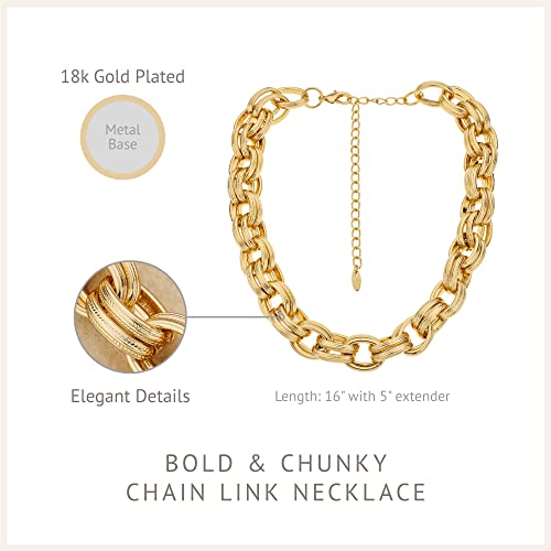 Ettika Chunky Gold Necklace. Gold Necklace, Bold & Chunky 18k Gold Plated Chain. Chunky Chain Necklace Women, Jewelry4