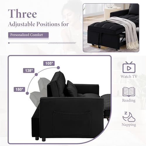 Sillón cama convertible terciopelo negro miniatura 4
